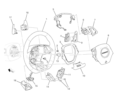 Imagem de Volante de direção com controle, interruptores e airbag (Primavera B2E)