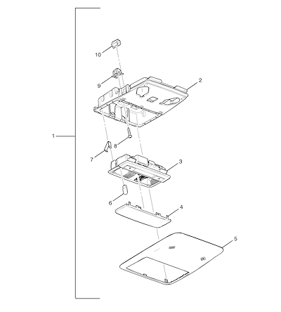 Imagem de Console do teto com luz de leitura e acabamento para teto solar (2014)