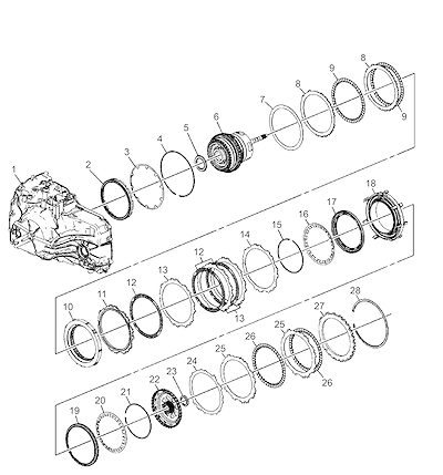 Imagem de Transmissão automática e placas de embreagem 1-2-3-4, 2-6, ré e marcha lenta
