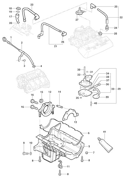 Imagem de Sistema de lubrificação do motor L35/LG3/LW9 com bomba e cárter de óleo