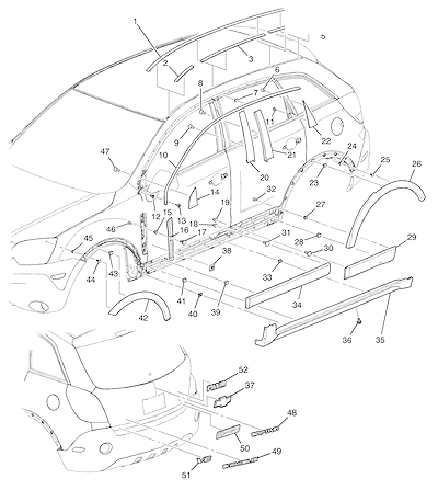 Imagem de Molduras e peças de carroceria para V9F, V9G e V9H (2008–2009)