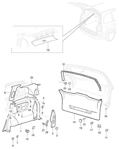 Imagem de Painel de acabamento lateral e traseiro para Zafira