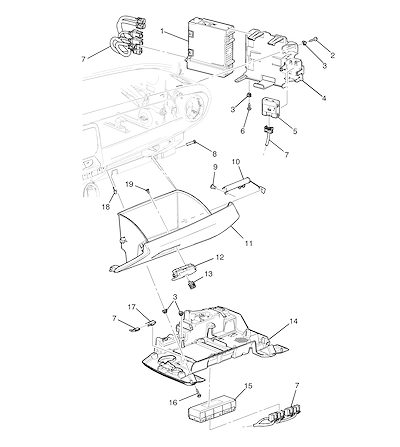 Imagem de Painel de instrumentos direito inferior (2019–2024) com rádio e controles diversos
