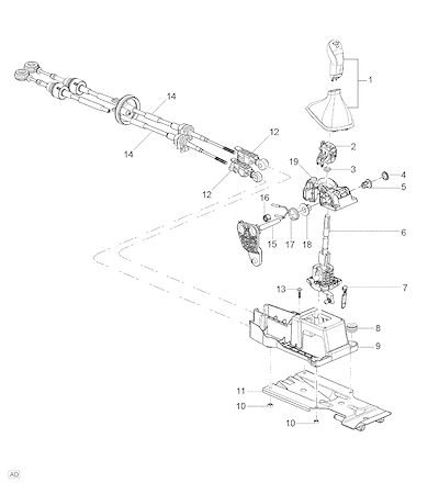 Imagem de Transmissão manual alavanca e componentes para controle e seleção de marchas