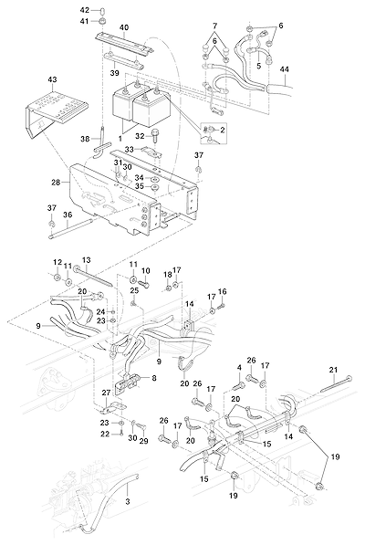 Imagem de Bateria 12V 63A 625CCA e cabos positivo e negativo do modelo 15