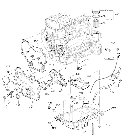 Imagem de Conjunto motor 2.4L L4 com bomba e cárter de óleo e peças relacionadas