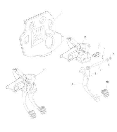 Imagem de Pedal de freio e componentes de suporte e sensor para sistema de freio LHD