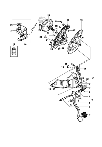 Imagem de Pedal, cilindro-mestre e servo-freio - Sedan/Hatch/Pick-up