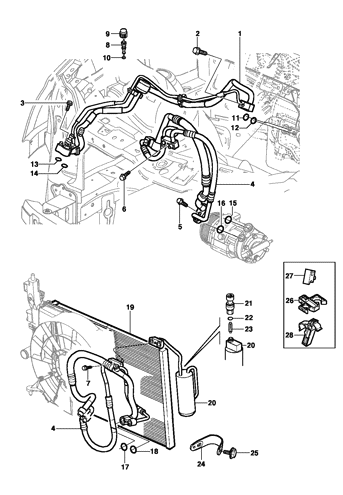 Imagem de Linha do ar condicionado motor gasolina - Meriva