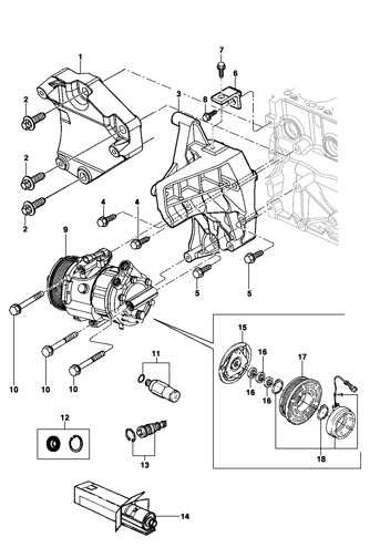 Imagem de Compressor do ar condicionado - motor gasolina e álcool