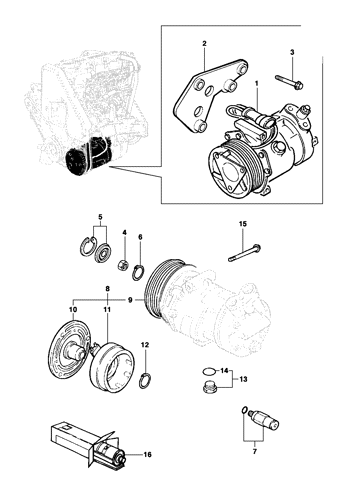 Imagem de Compressor do ar condicionado - motor diesel