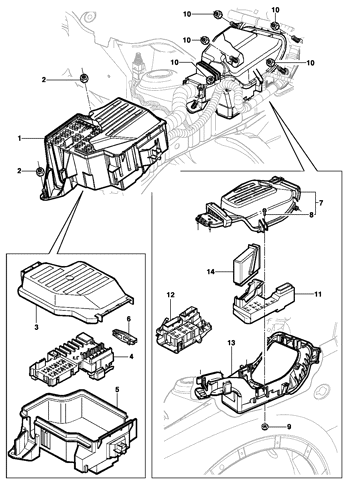 Imagem de Caixa dos fusíveis e relés - Sedan/Hatch/Pick-up