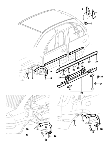 Imagem de Acabamento externo lateral e traseiro - Sedan/Hatch