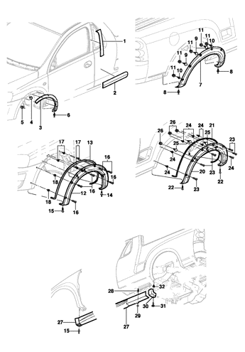 Imagem de Acabamento externo lateral e traseiro - Pick-up