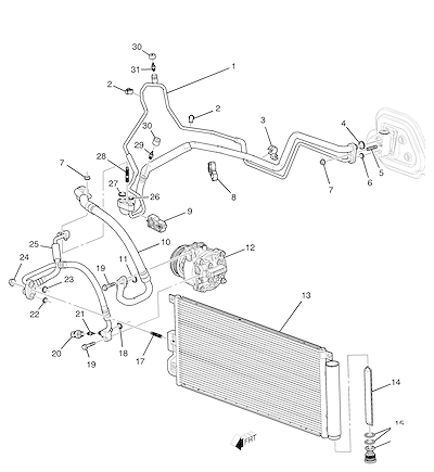 Imagem de Sistema de refrigeração e componentes do ar-condicionado automotivo