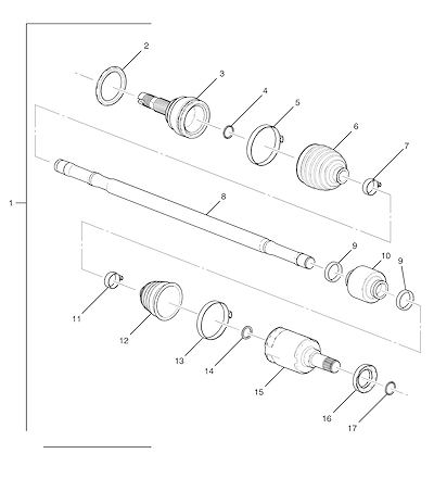 Imagem de Eixo de acionamento e junta homocinética roda dianteira (2013–2014) transmissão automática