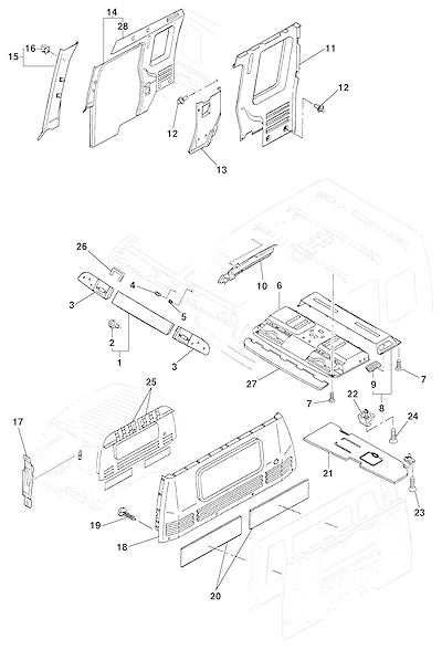 Imagem de Acabamento interno da cabine e forros do teto do modelo 15