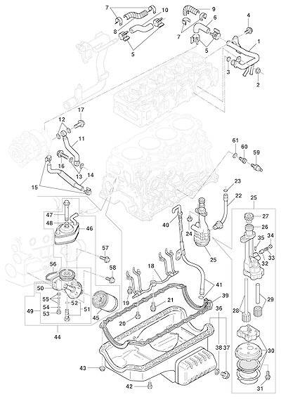 Imagem de Lubrificação do motor com cárter, bomba e filtro de óleo completos