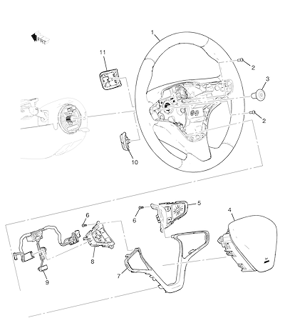 Imagem de Volante de direção, airbag, controles e fiação elétrica do sistema de buzina