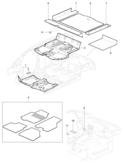 Imagem de Tapetes do assoalho e porta-malas para Meriva, proteção completa interna