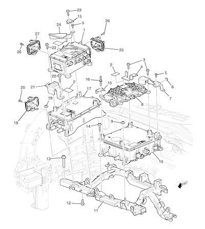 Imagem de Suporte e módulos de controle do motor de acionamento e fiação elétrica