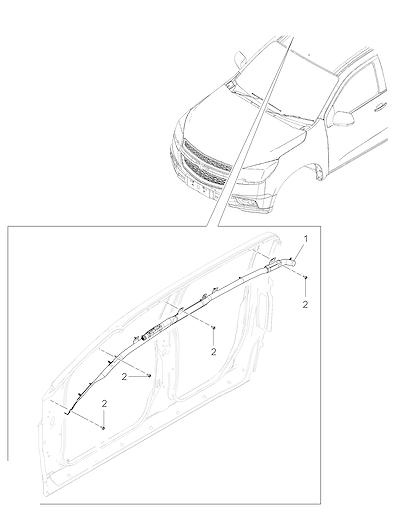 Imagem de Sistema airbag do teto com trilhos e sensores de impacto lateral