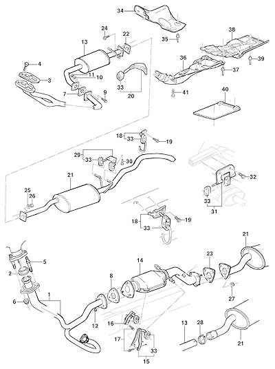 Imagem de Escapamento e conversor catalítico para motor gasolina