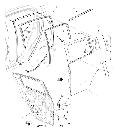 Imagem de Componentes da porta lateral traseira (2012–2014) JC, JD48