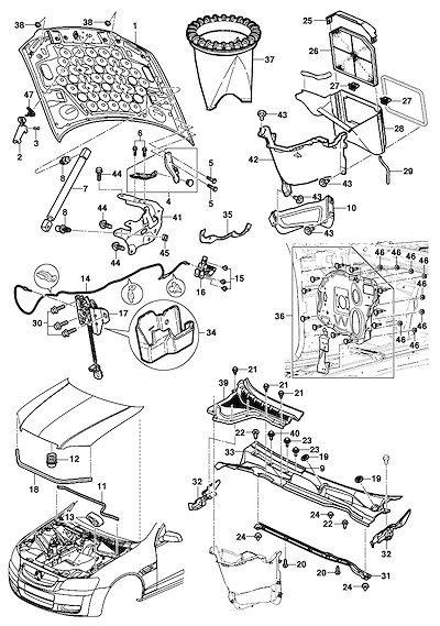 Imagem de Painel dash, capuz do motor e fixações (2008)