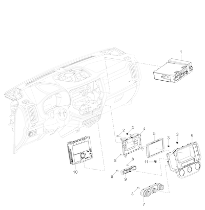 Imagem de Conjunto rádio com controle, módulo, alto-falante e visor de informações