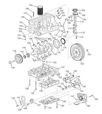 Imagem de Motor 2.0L L4 bloco e peças internas (LTG/2.0X, manual M13)