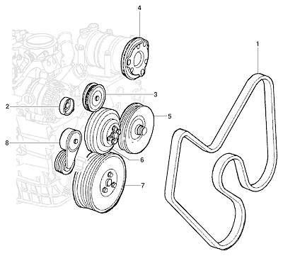Imagem de Polias e correias do motor L35, LG3 e LW9 para componentes essenciais