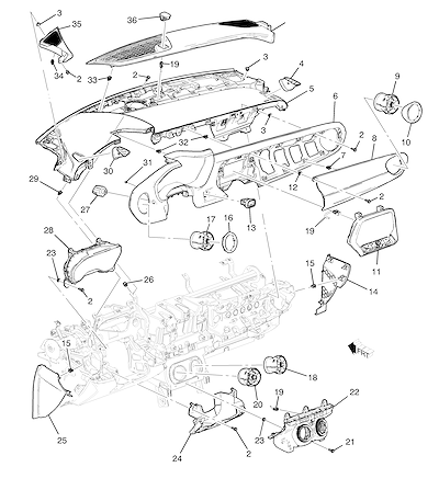 Imagem de Painel de instrumentos superior com acabamento, saídas de ar e controles básicos (1)