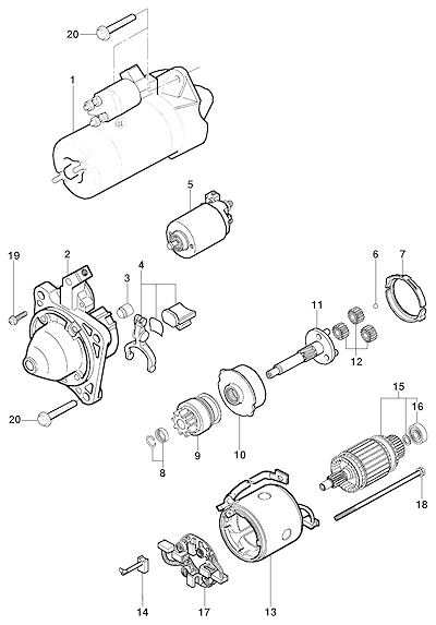 Imagem de Motor de partida LJ6 A/S e componentes Mitsubishi completos
