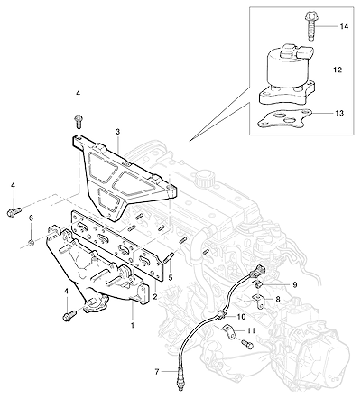 Imagem de Coletor de escape e sensor de oxigênio motor 16V (L91/L34/LE6)