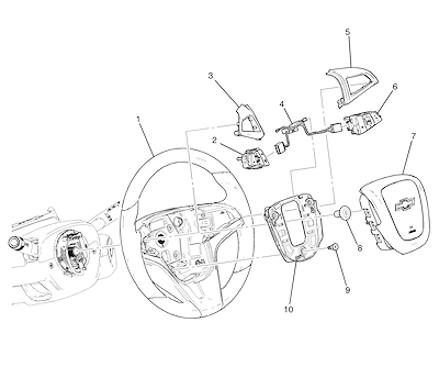 Imagem de Volante e controles de direção com airbag e botão de cruzeiro (2014–2016)