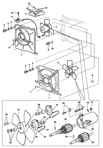Imagem de Ventilador e defletor do radiador