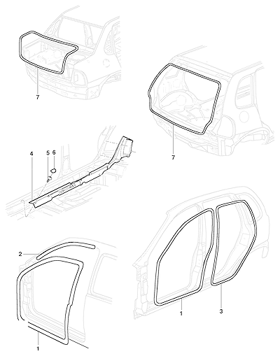 Imagem de Borrachas de vedação e acabamentos para porta-malas (2011–2017) S19