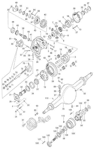 Imagem de Eixo traseiro 2 velocidades Meritor RS-23-230 com diferencial e freios completos