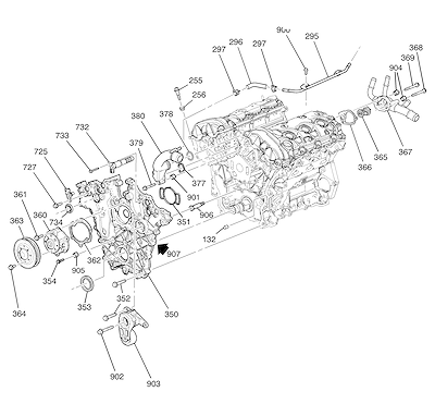 Imagem de Motor 3.6L L6 arrefecimento e tampa dianteira (LY7) (2010)