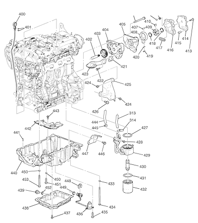 Imagem de Bomba de óleo, cárter e peças relacionadas do motor 2.0L (2018–2019)
