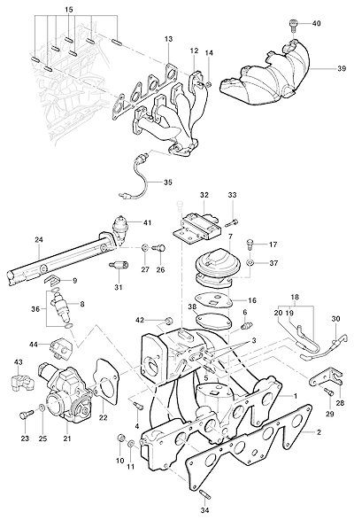 Imagem de Coletor de admissão e escape para motor gasolina LN2/LG1