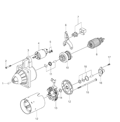 Imagem de Motor de partida e componentes elétricos para acionamento e relé