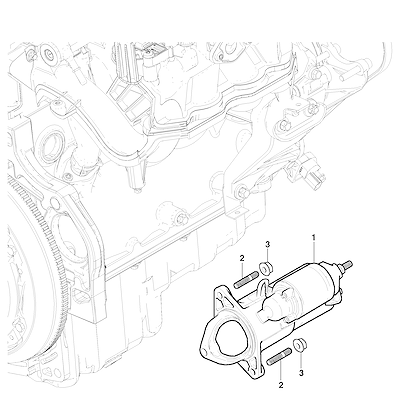 Imagem de Suporte e motor de arranque com parafusos específicos