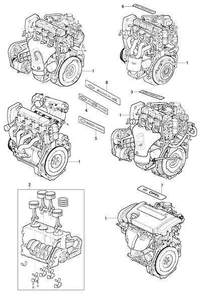 Imagem de Motor completo e parcial gasolina e álcool 8V com moldura da cobertura da árvore de comando