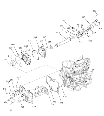 Imagem de Conjunto motor 2.4L L4 tampa dianteira e resfriamento (LE9) (2010)