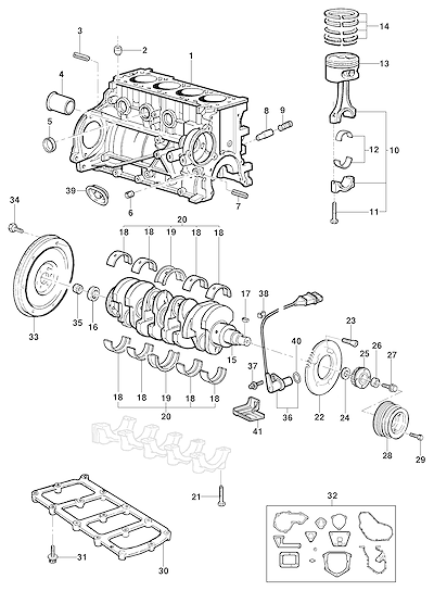 Imagem de Bloco de cilindros e componentes do motor LM3, LN2, LG1 e LP8