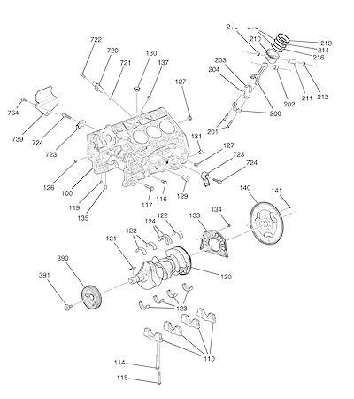 Imagem de Conjunto motor 3.6L L6 bloco cilindro e peças internas (LY7/3.6)