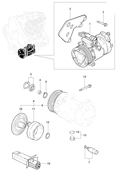 Imagem de Compressor do ar-condicionado para motor diesel