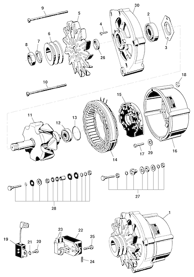 Imagem de Alternador 55A e 85A para motor diesel L4A Maxion com peças completas